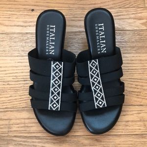 Italian shoemakers black wedges. Size 8.